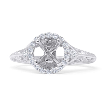 Round Halo Filigree Diamond Ring
